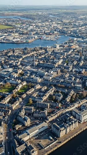 Wallpaper Mural Aerial View Of Aberdeen Scotland Cityscape Harbour With Boats And Buildings Torontodigital.ca