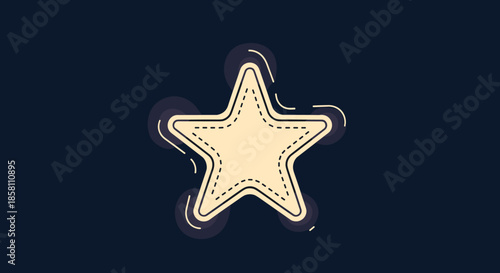Golden glowing star icon with dashed line details on a dark navy blue background for awards, excellence, and night sky themes.