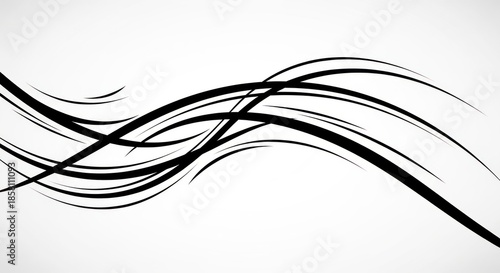Black Abstract Lines on White Background.