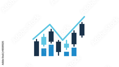 candlestick chart icon, bullish and bearish movement
