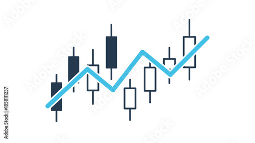 candlestick chart icon, bullish and bearish movement