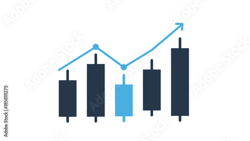 candlestick chart icon, bullish and bearish movement