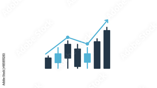 candlestick chart icon, bullish and bearish movement