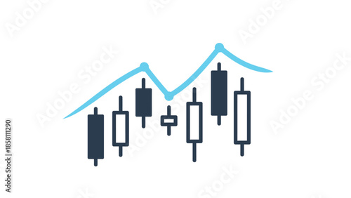 candlestick chart icon, bullish and bearish movement