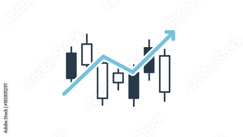 candlestick chart icon, bullish and bearish movement
