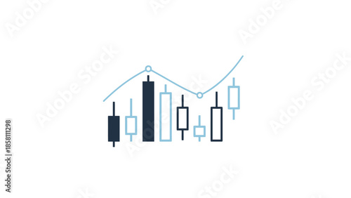 candlestick chart icon, bullish and bearish movement