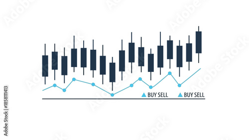 candlestick chart icon, bullish and bearish movement