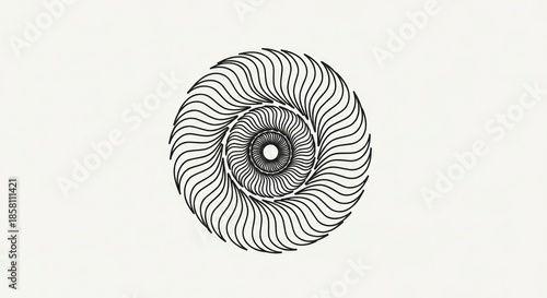 Black and White Ammonite Fossil Shell.