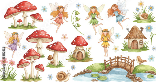 Collection of various green leaves on white background for nature designs