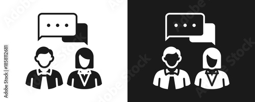 Conversation Icon Set Glyph In White And Black Background