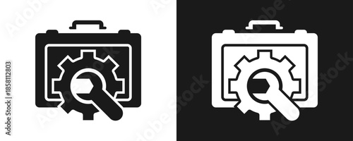 Toolbox Icon Set Glyph In White And Black Background