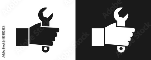 Repair Icon Set Glyph In White And Black Background