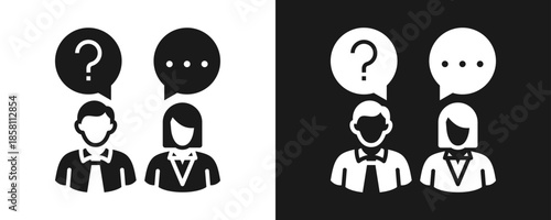 Faq Icon Set Glyph In White And Black Background