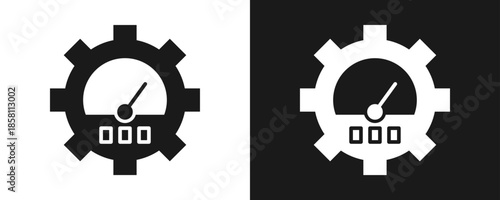 Optimization Icon Set Glyph In White And Black Background