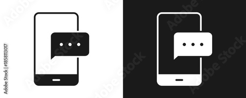 Smartphone Icon Set Glyph In White And Black Background
