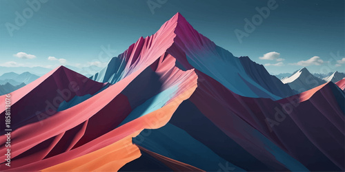 High resolution vector mountainscape with layered peaks and cinematic color harmony