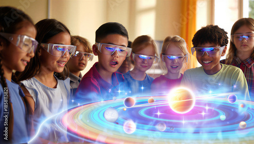 Children Learning Astronomy via Interactive Holographic 3D Technology in Classroom.