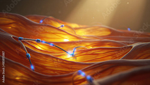 Glowing nanobots healing cellular structures