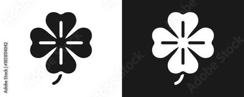 Clover Icon Set Glyph In White And Black Background
