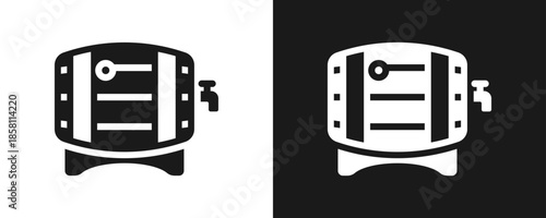 Barrel Icon Set Glyph In White And Black Background