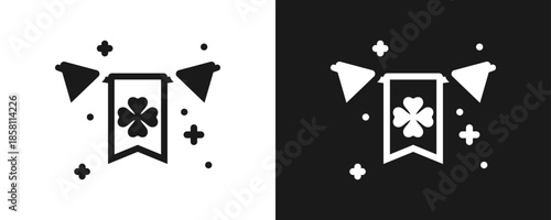 Garland Icon Set Glyph In White And Black Background