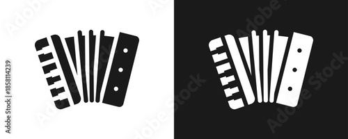 Accordion Icon Set Glyph In White And Black Background
