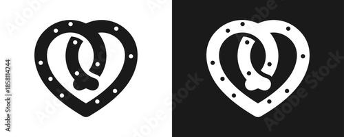 Pretzel Icon Set Glyph In White And Black Background