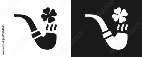Irish Pipe Icon Set Glyph In White And Black Background