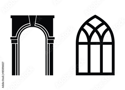 arch and window gothic style building elements