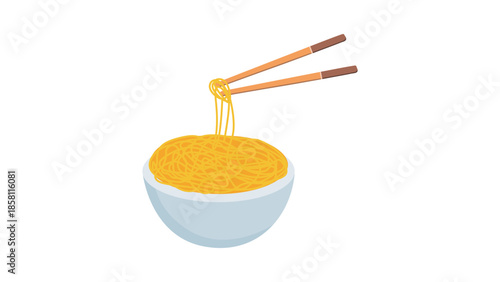 Noodle vector isolated icon. Emoji illustration. Noodle with bowl vector emoticon.