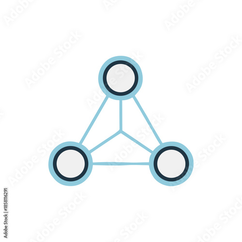 Abstract network connection with three nodes and connecting lines.