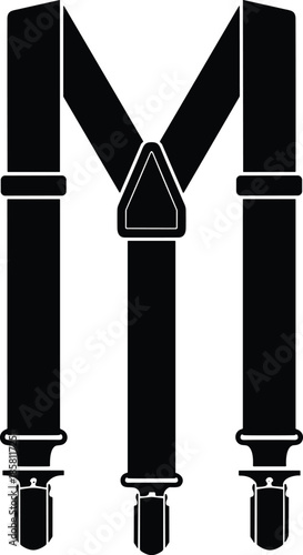 Classic suspenders illustration isolated black silhouette vector design for fashion accessories clothing tailoring menswear style concept branding use