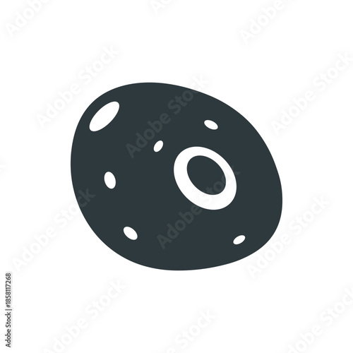 Dark Gray Asteroid with White Craters and Spots.