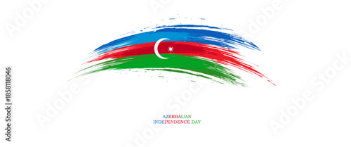 Abstract watercolor brush stroke flag for independence day of Azerbaijan