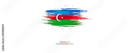 Abstract watercolor brush stroke flag for independence day of Azerbaijan