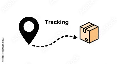 Package Delivery Tracking Icon with Location Pin and Box.