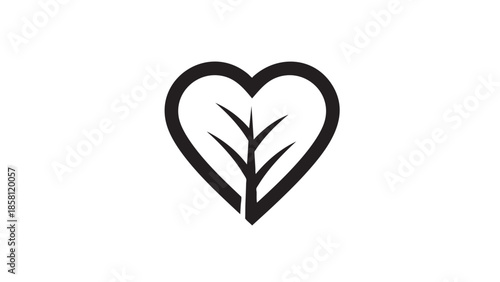Heartshaped tree logo design with clean minimalist style