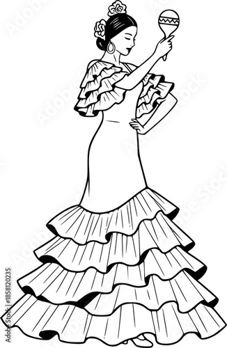 Flamenco Dancer Silhouette Vector Illustration