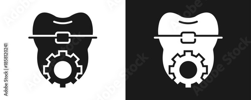 Orthodontist Icon Set Glyph In White And Black Background
