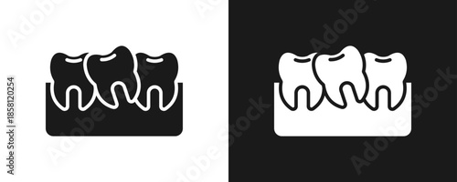 Misaligned Icon Set Glyph In White And Black Background