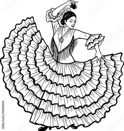 Flamenco Dancer Silhouette Vector Illustration