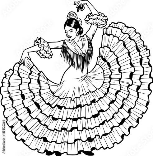 Flamenco Dancer Silhouette Vector Illustration
