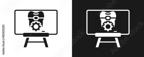 Training Icon Set Glyph In White And Black Background