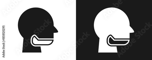 Jaw Icon Set Glyph In White And Black Background