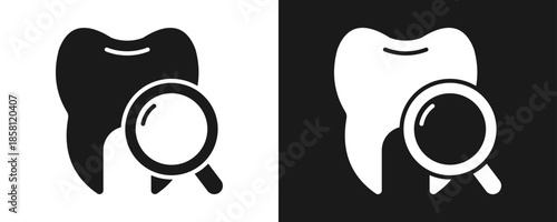 Dental Checkup Icon Set Glyph In White And Black Background