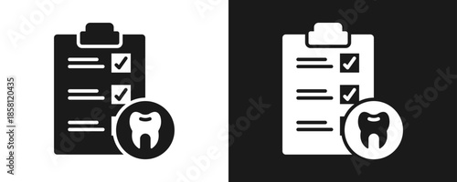 Dental Checkup Icon Set Glyph In White And Black Background