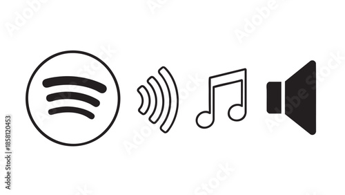 Modern audio and music streaming icons set isolated