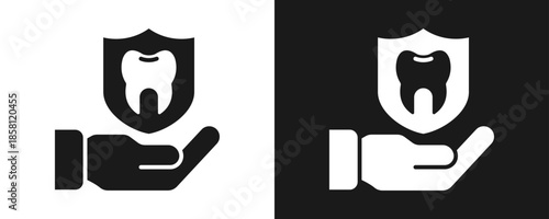 Dental Care Icon Set Glyph In White And Black Background