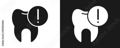 Dental Irregularities Icon Set Glyph In White And Black Background