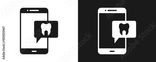 Mobile Contact Icon Set Glyph In White And Black Background